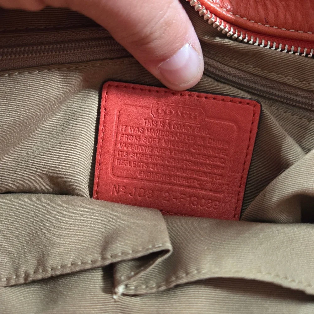 Coach Hamilton Pebbled Leather Tote Bag‎ Womens Coral/Orange F13089 Slouch